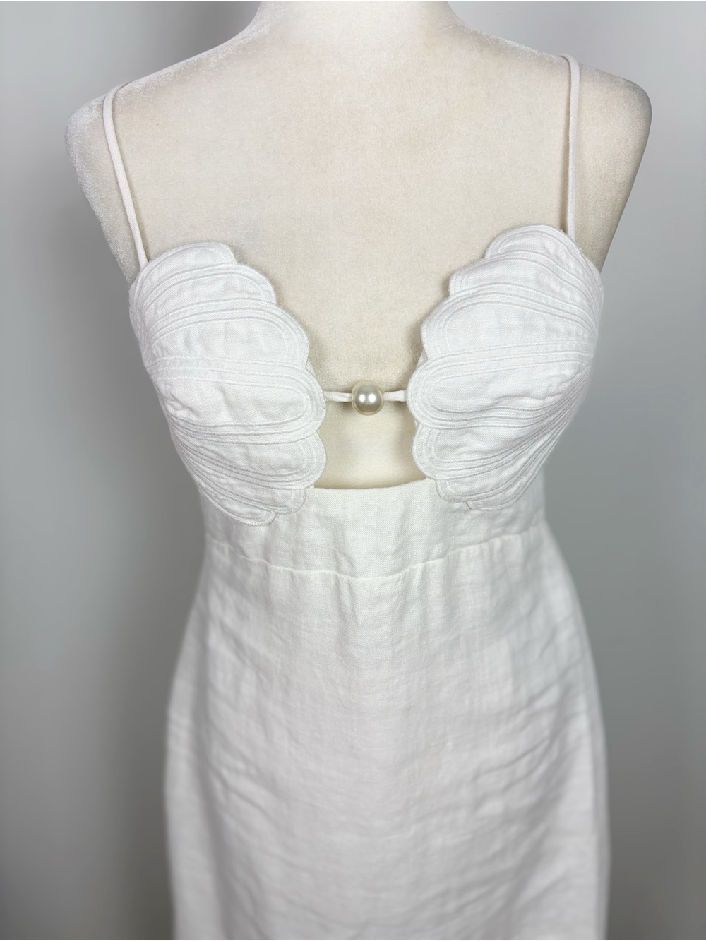 Farm Rio Linen Seashell Sleeveless Midi Dress in White Size M - Picture 5 of 15